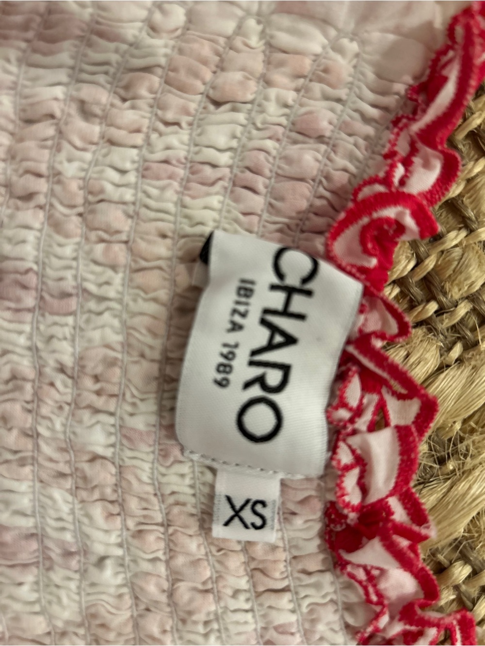 Charo Ruiz Pink & White Embroidered Eyelet Midi Dress WORN TWICE ORIGINALLY 850$ - Picture 2 of 4